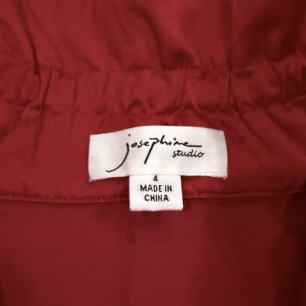 Satin Bombshell Jacket Coat Blazer Women 4 S Red Ruffle Collar Pinup Retro Sexy - Picture 6 of 7